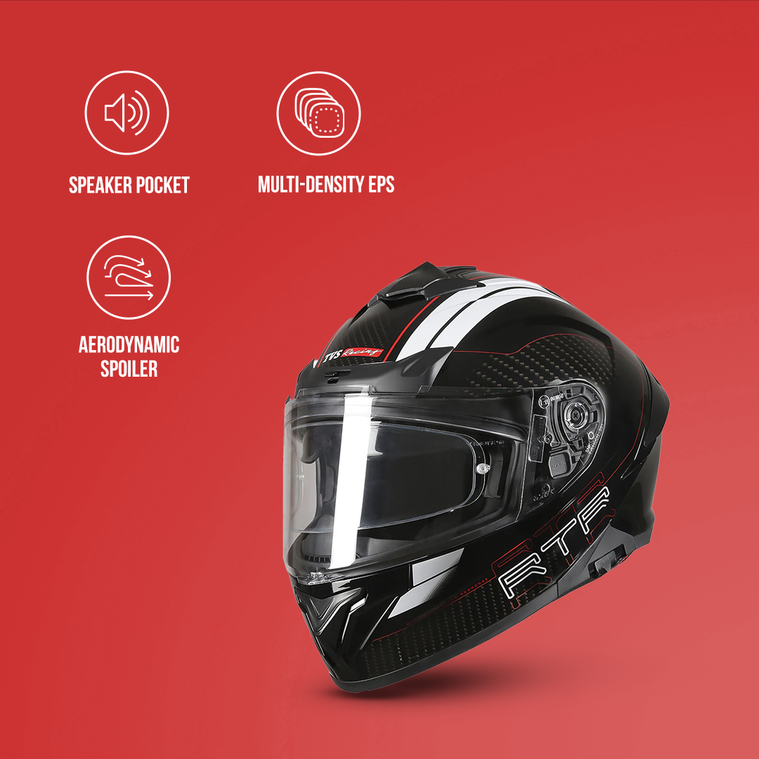 TVS Racing Hurricane Helmet Full-Face, Aerodynamic Design